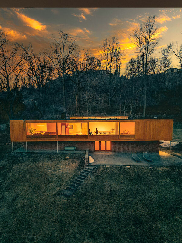 Wolfhouse in Newburgh, NY with the sun setting behind it