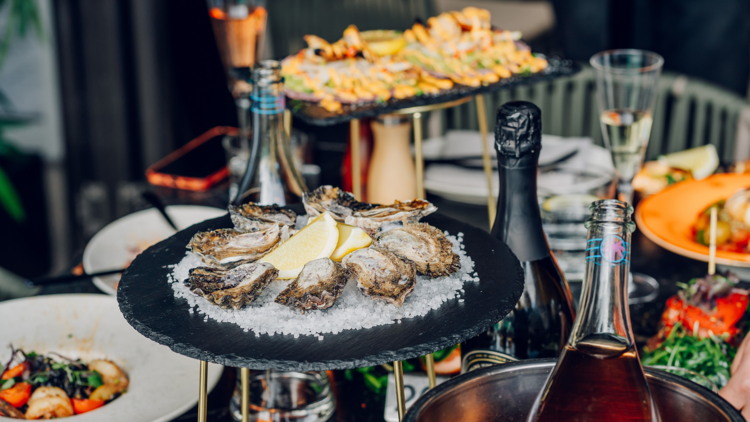 Oysters and champagne spread