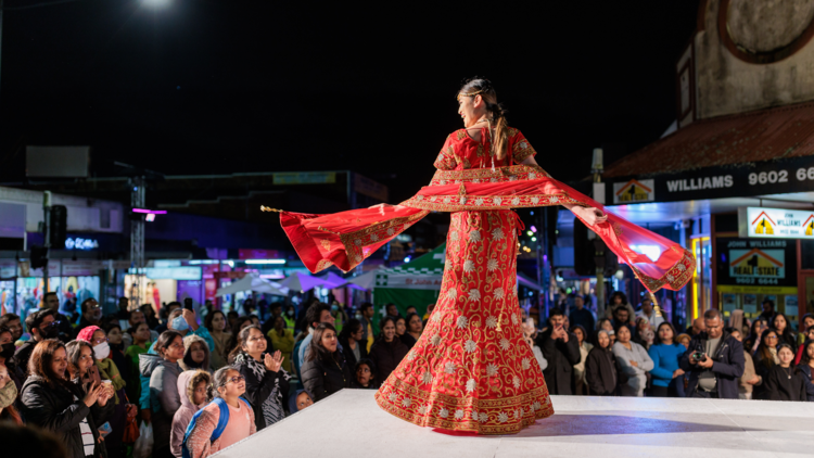 A sari fashion show