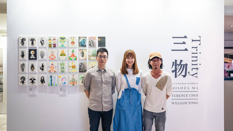 Hong Kong artists William Tong, Miloza Ma, and Terence Choi at Cordis, Hong Kong