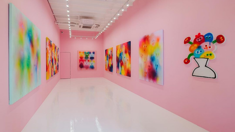 Feel The Heat by Jon Burgerman - pink exhibition in Singapore