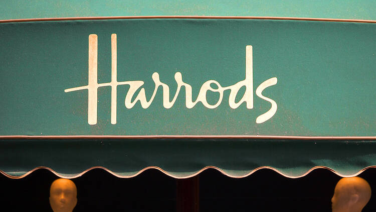 Harrods logo on bunting, London