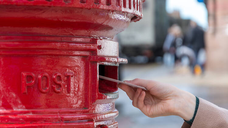 Red British post box