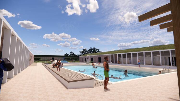 CGI images of Valentines Lido in Ilford 