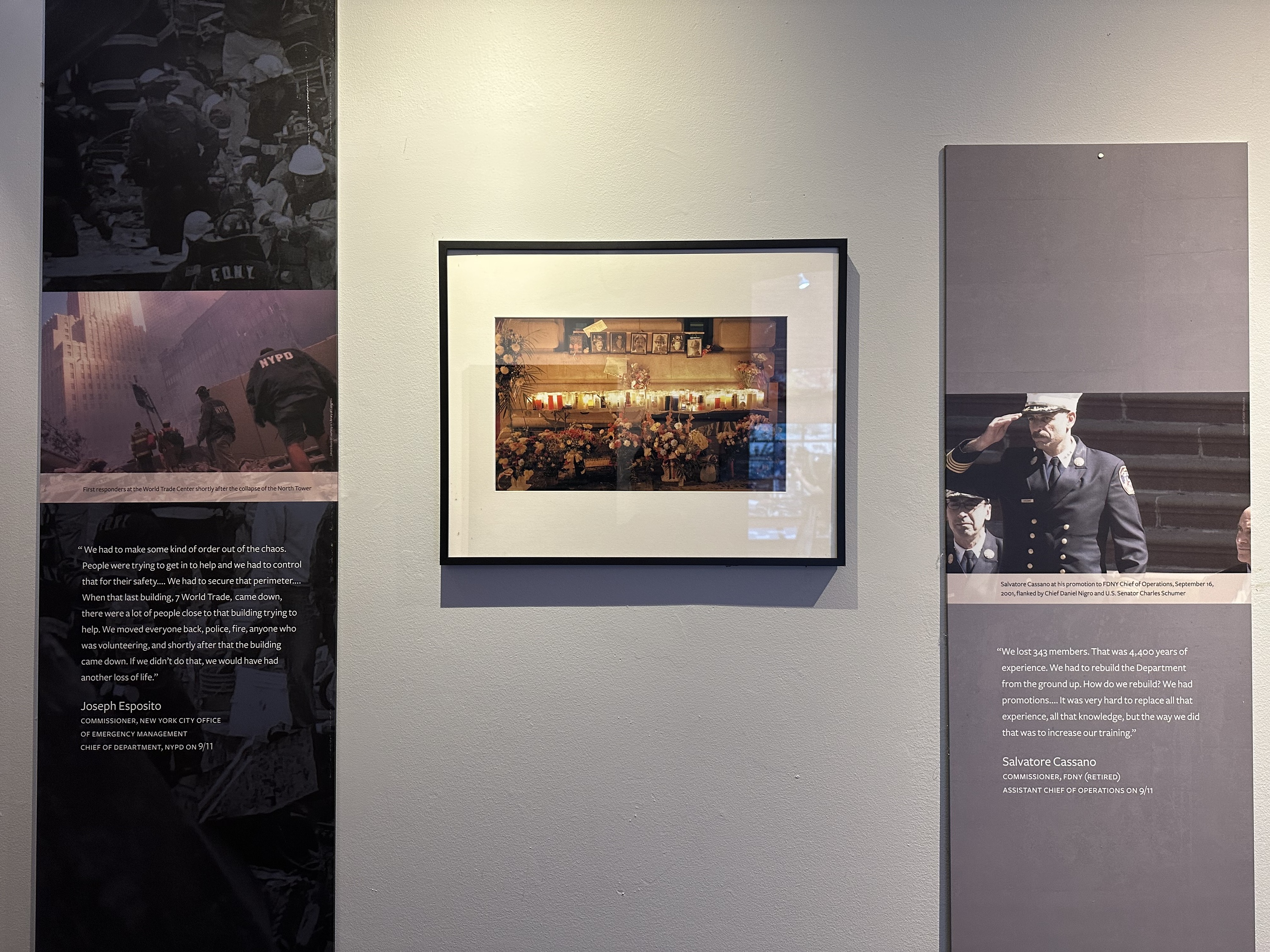 A photograph and quotes as part of the exhibit.