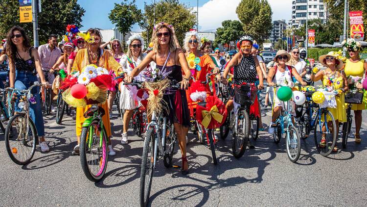 fancy women bike ride