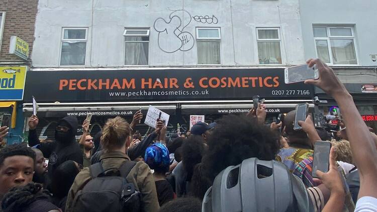 Protest at Peckham Hair and Cosmetics