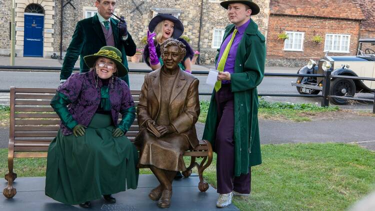 Agatha Christie statue in Wallingford, Oxfordshire