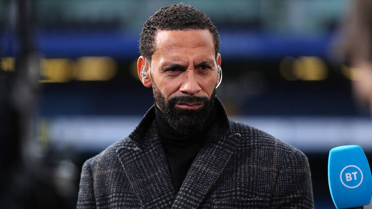 Rio Ferdinand, footballer being interviewed