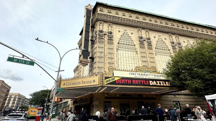 The exterior of the theater for the Only Murders in the Building activation.