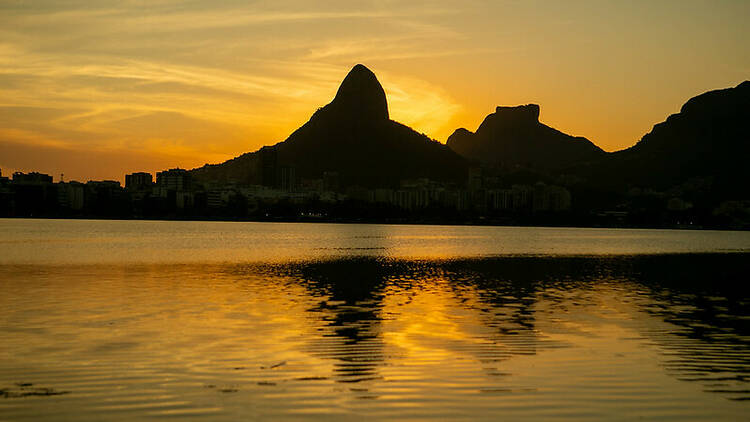 Por do sol na Lagoa Rodrigo de Freitas