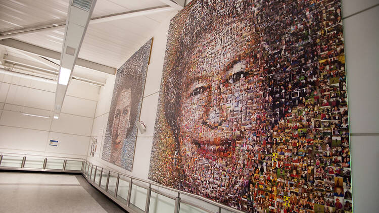 The People's Monarch image mosaic by the People's Picture, at Gatwick Airport in London