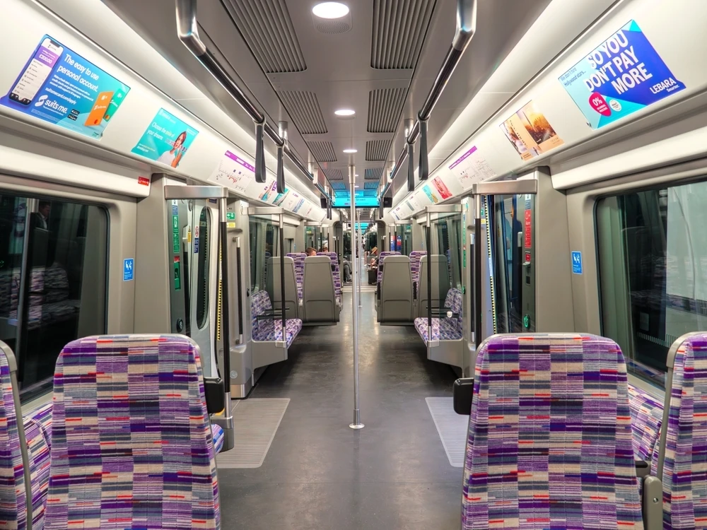 Interior of an Elizabeth line train in London