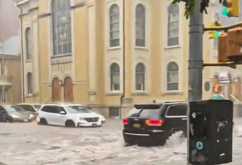 Flooding in New York City. The picture on the left is Central