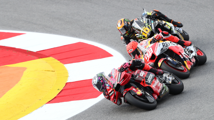 Two bikes on a MotoGP track