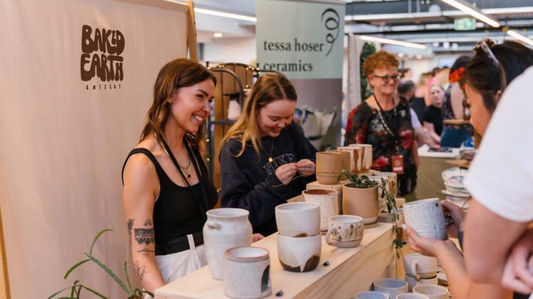 A ceramics market stall