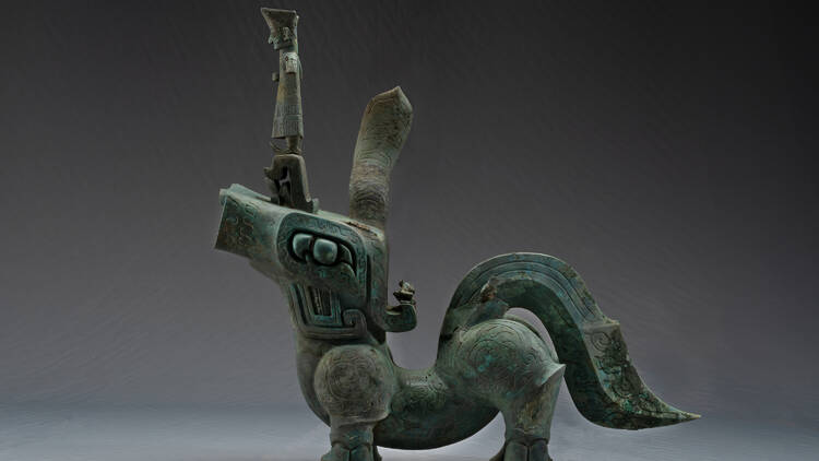 Bronze mythical creature excavated from Sanxingdui