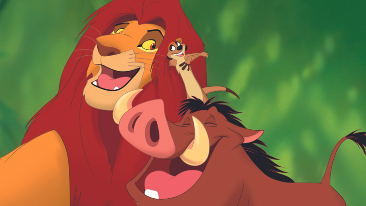 Characters from The Lion King in a cartoon still