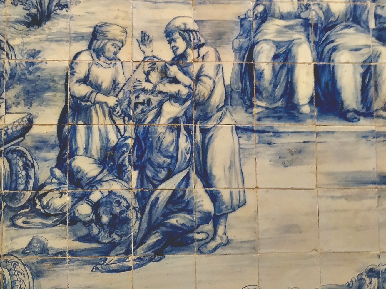 Extracção da pedra da loucura, pormenor de painel do século XIX da Portaria do Colégio de Santo Antão — Hospital de São José