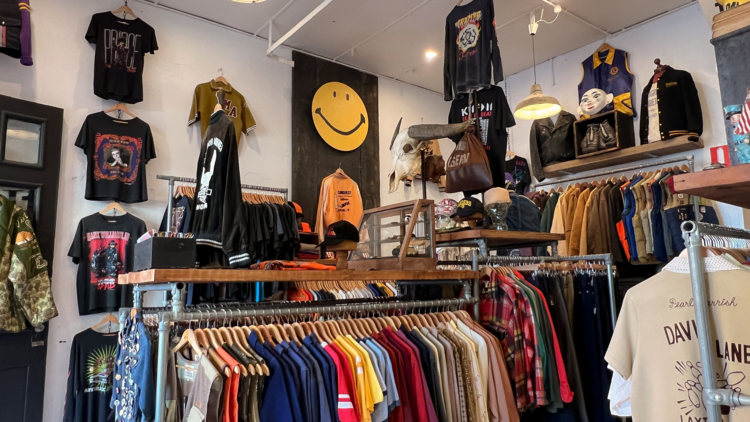 A vintage clothing store