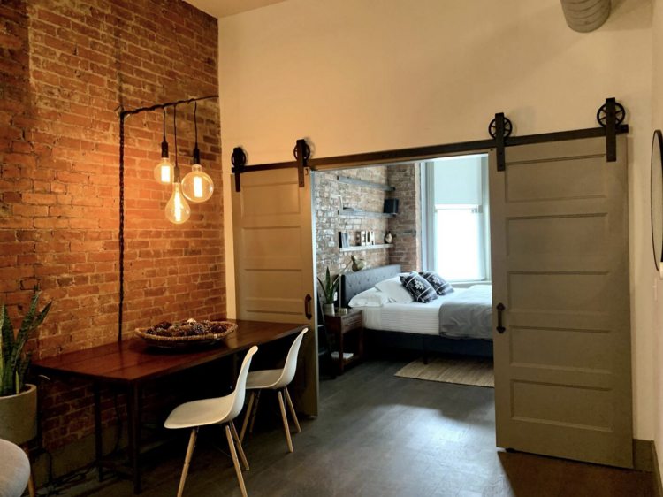 A newly renovated apartment in a historic building