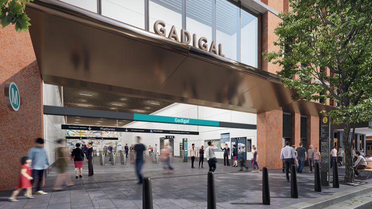 Artist impression of entry to Gadigal Station