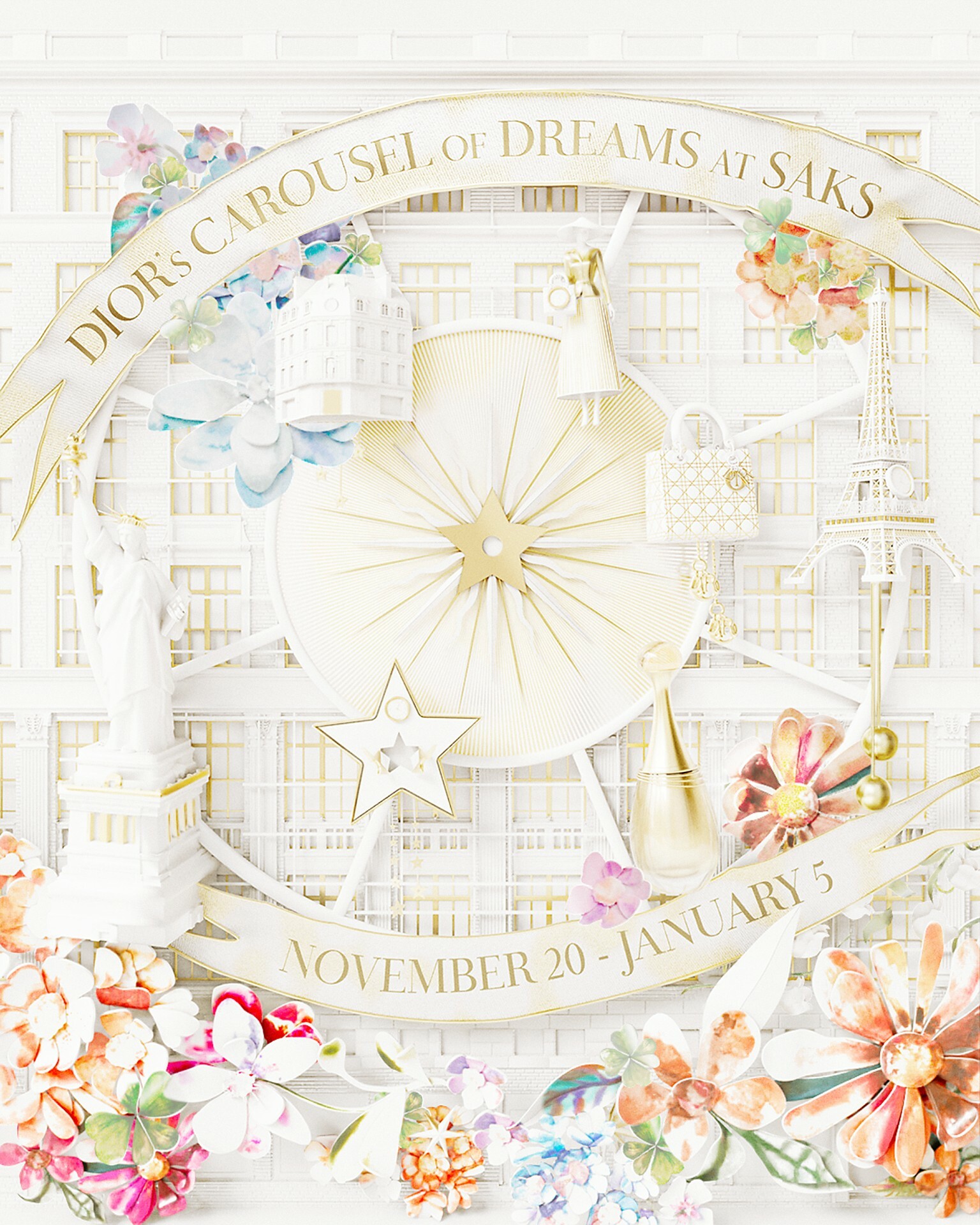 Saks and Dior Carousel of Dreams rendering