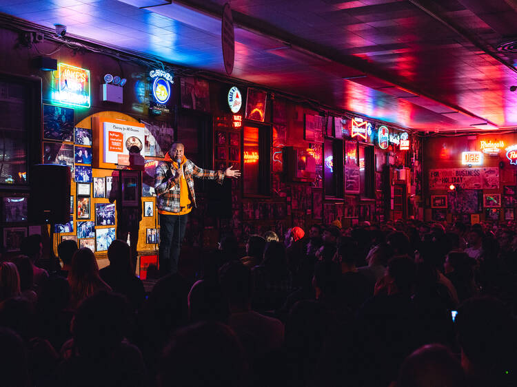 Get comedy with a side of pastrami during this secretive show at Katz’s Deli