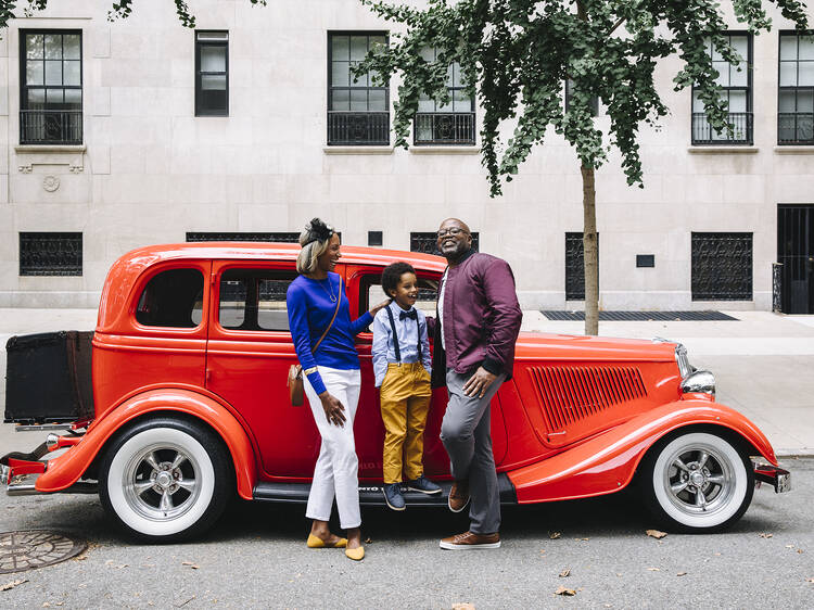 A vintage car ride