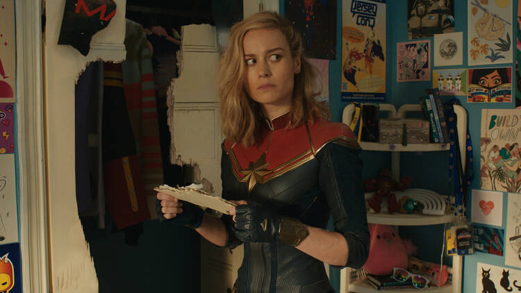 Brie Larson as Captain Marvel/Carol Danvers in Marvel Studios' THE MARVELS. Photo courtesy of Marvel Studios. © 2023 MARVEL.