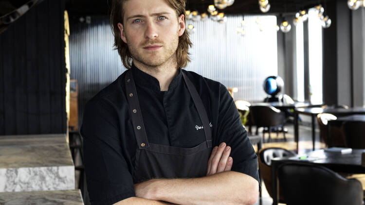 A photograph of Vue de Monde's executive chef in the restaurant.
