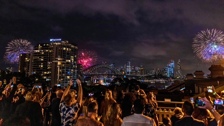 New Year's Eve rooftop bar celebration