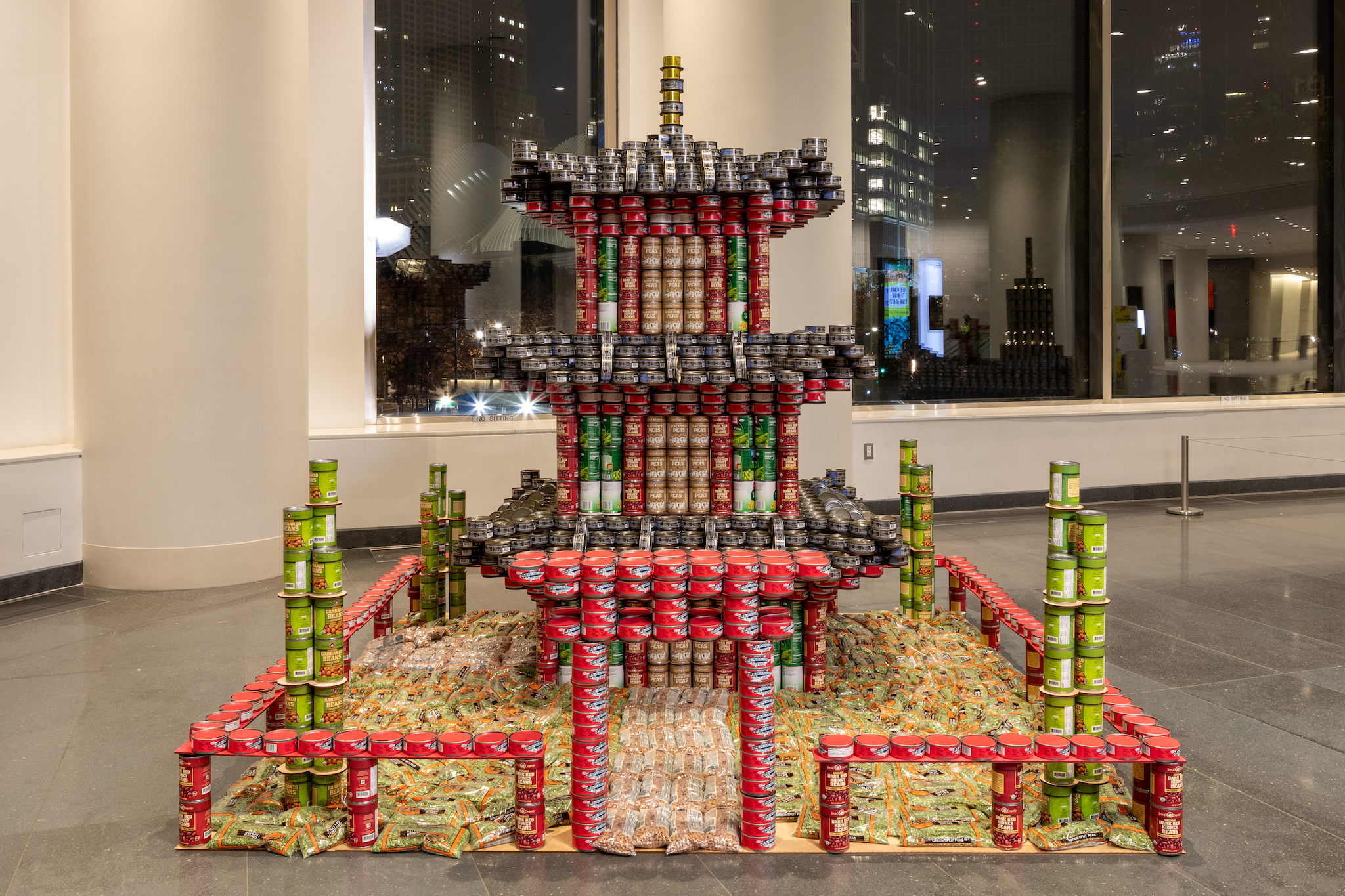 A Japanese temple made out of canned goods.