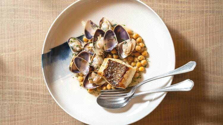 A dish of mussels escabeche.