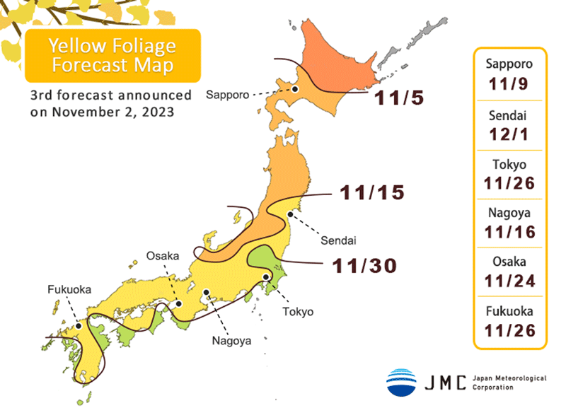 Here’s the official 2023 forecast for autumn leaves in Japan updated