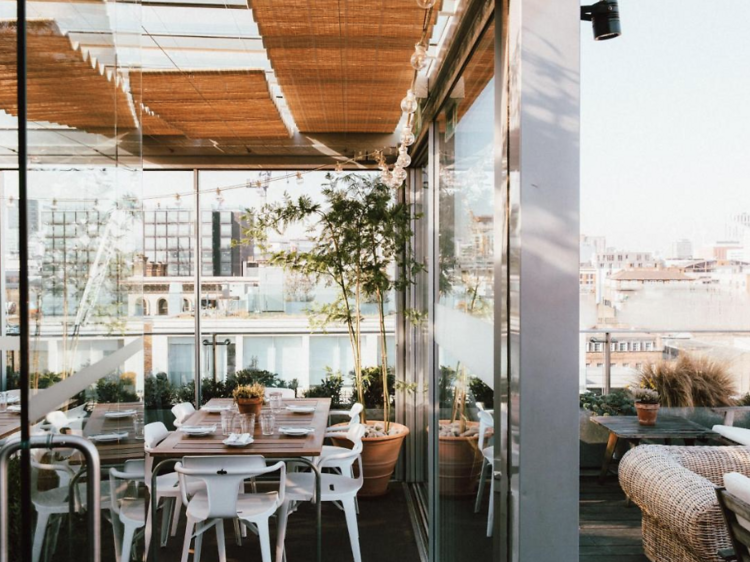 Rooftop terrace and dining area of Boundary Hotel 