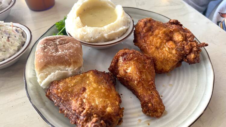 Three piece chicken dinner at Dinah's Chicken in Glendale