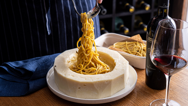 Cheese wheel pasta