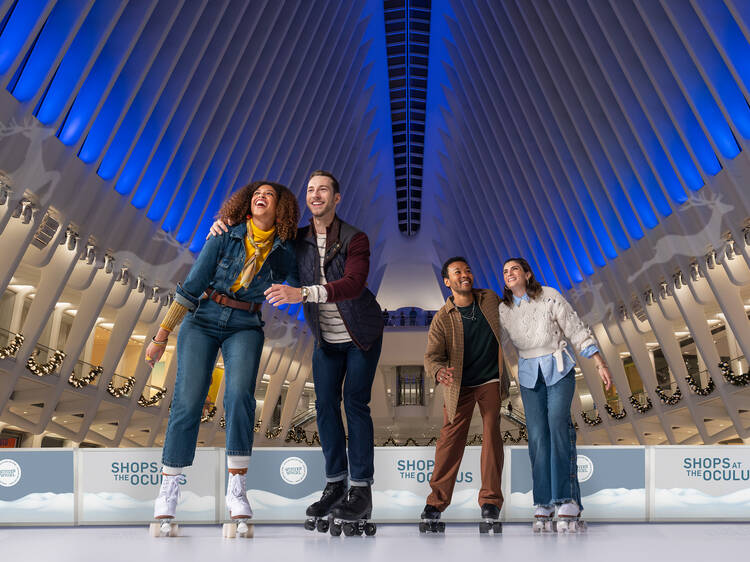 The Winter Whirl roller rink at the Oculus