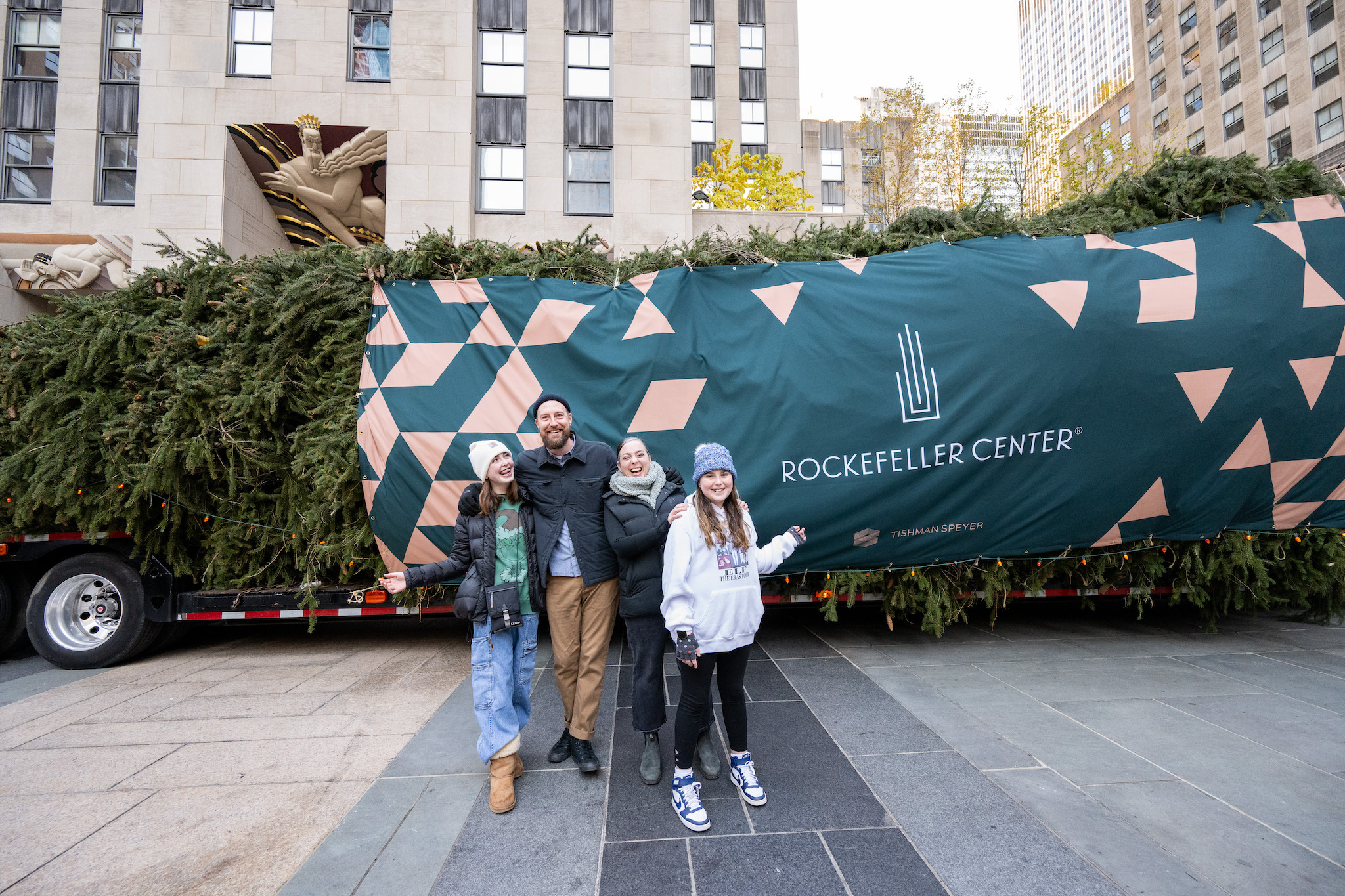 Photograph: Diane Bondareff/AP Images for Tishman Speyer | The McGinley family with their tree.