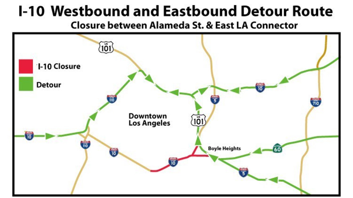 The 10 freeway in Downtown L.A. is open again