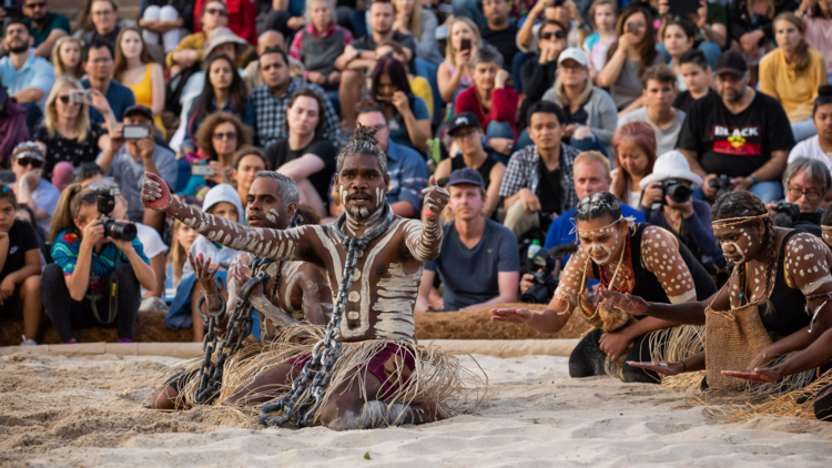 dancers outside Sydney Opera House for DanceRites