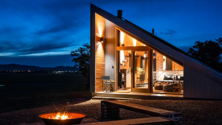 cabin in New South Wales countryside at night