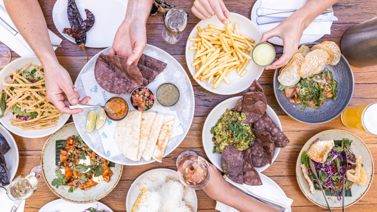 Top view of a taco spread