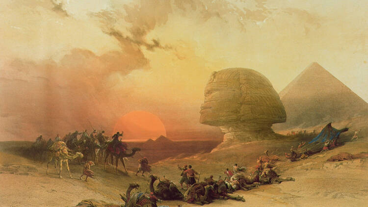 David Roberts, Le Sphinx de Gizeh, 1842-1849, lithographie colorisée, collection particulière © Bridgeman Images