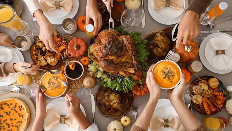 Thanksgiving table with all the fixings