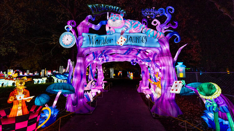 An Alice in Wonderland-themed entrance.