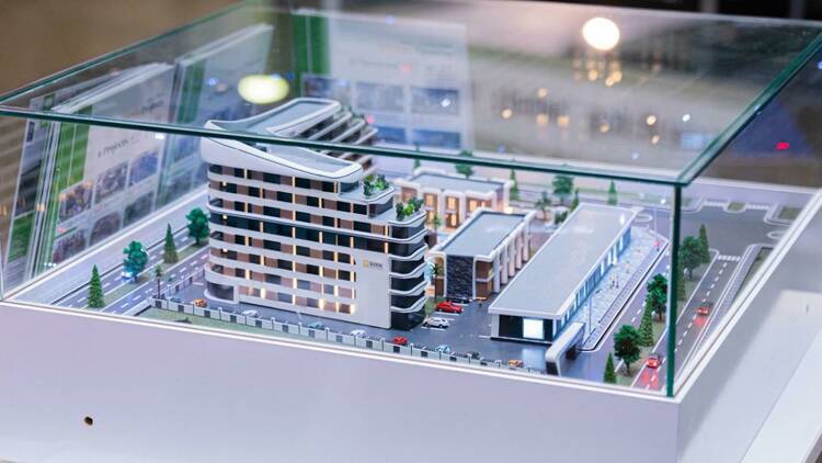 A 3D model  of an apartment building