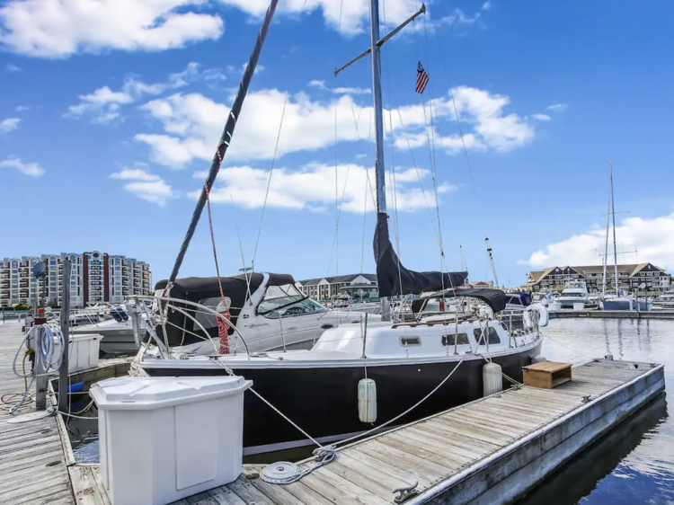 A charming sailboat in Racine, Wisconsin