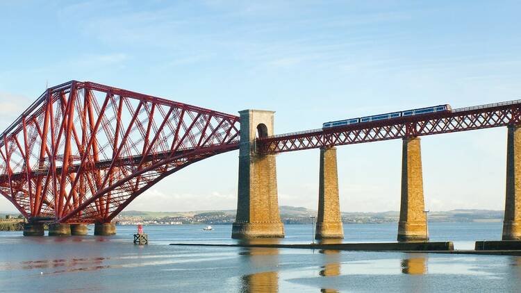 Forth bridge with train, Scotland